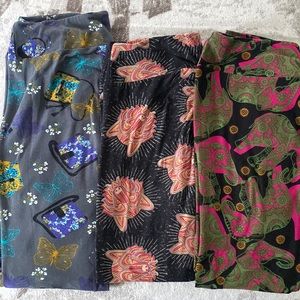 3 pairs women’s Talk and Curvy lularoe buttery soft leggings